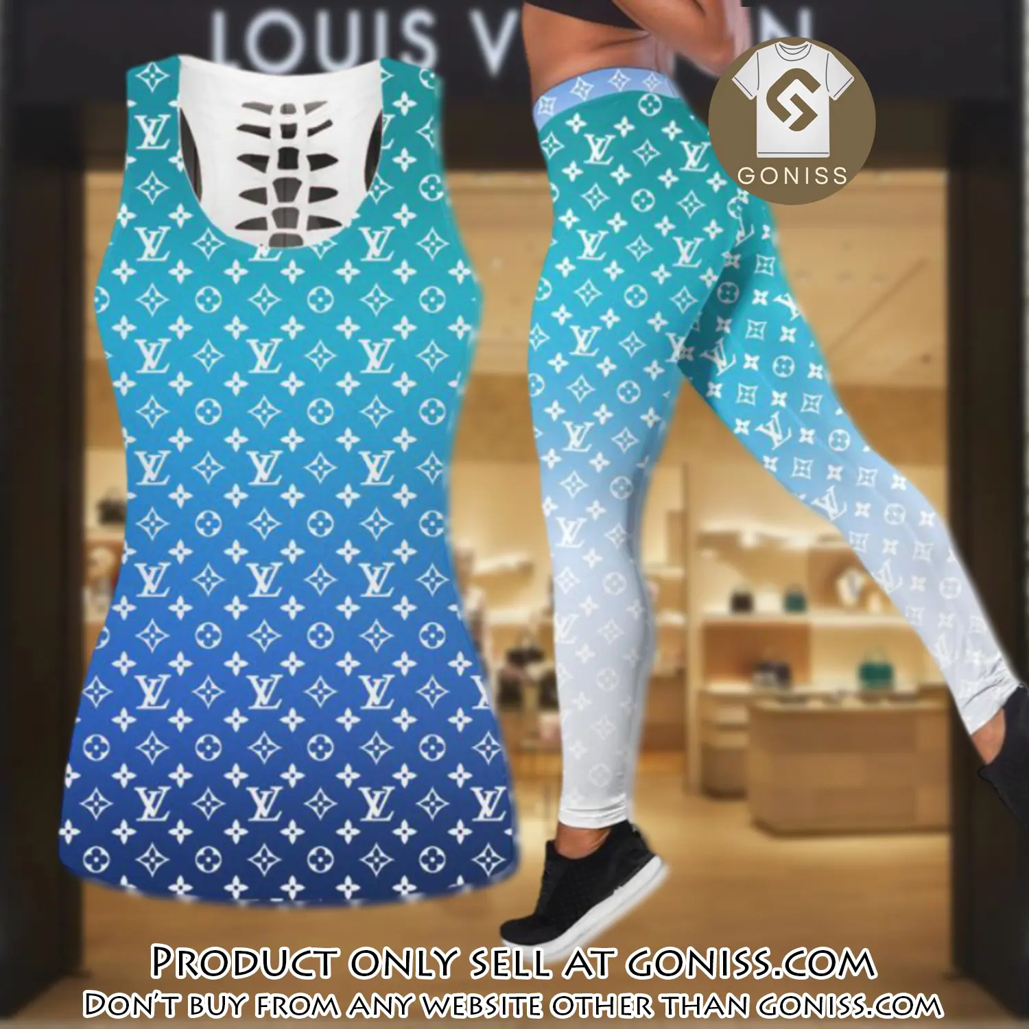 Louis vuitton gradient tank top leggings set luxury brand lv for women yoga gym gn0446436